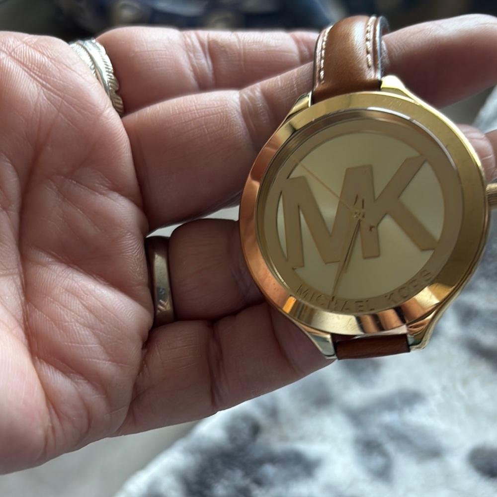 Michael Kors Women Gold and Brown Watch with Iconic Monogram